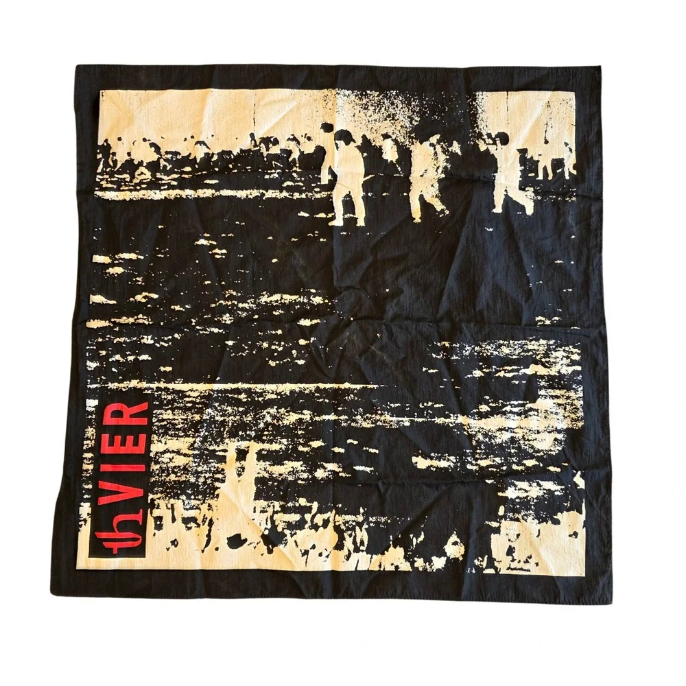 hVIER Industrial Post Punk Gothic Nylon Bandana Scarf Black White Red Graphic
